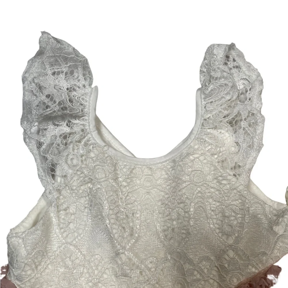 Laura Ashley London Baby Girl's White Floral Lace Ball Gown Dress 12m Easter